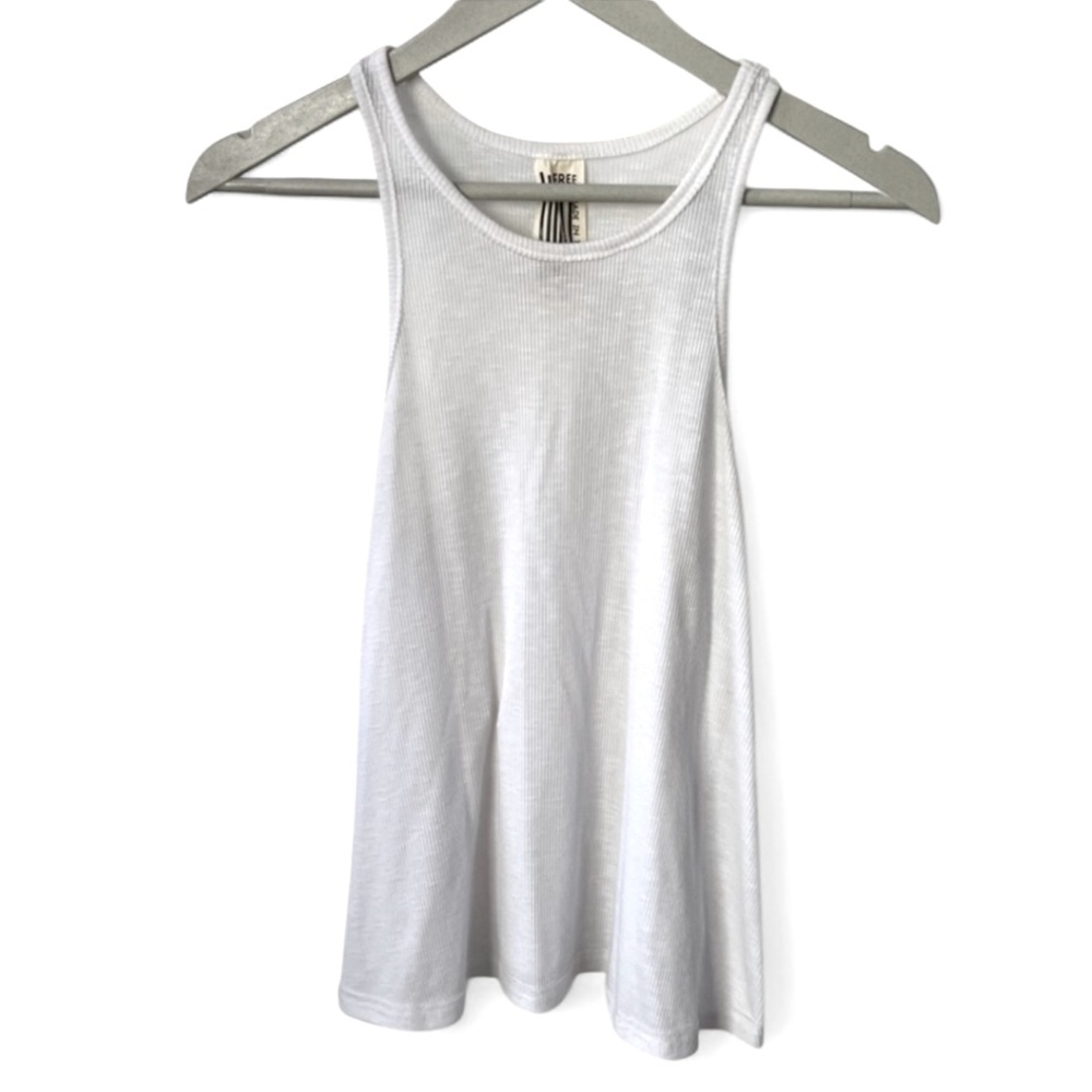 Free People Made in the USA Athletic White Ribbed Tank Top Sz SP